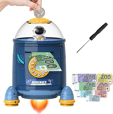 Tirelire rocket pour enfants à défilement automatique tirelire électronique pour économiser de l'argent. DIAYTAR COTE D'IVOIRE est une boutique en ligne qui combine qualité, variété et convenance pour offrir aux clients une expérience de shopping en ligne exceptionnelle. Avec plus de 300000 références de produits et des services de livraison fiables, la boutique est la première option pour les clients ivoiriens qui cherchent à acheter en ligne. Elle continue de se distinguer comme leader du marché en Côte d'Ivoire.