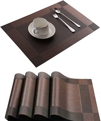 Ecvv 4pcs napperons pour table à manger napperon lavable en plastique facile à nettoyer pour table de cuisine tapis de table intérieur extérieur tapis de table en vinyle tissé lavable résistant à la chaleur (café). DIAYTAR COTE D'IVOIRE est une boutique en ligne généraliste réputée pour sa vaste gamme de produits, avec plus de 300 000 références. Elle est la boutique leader en Côte d'Ivoire, offrant une expérience d'achat en ligne de qualité. Les clients peuvent trouver tout ce dont ils ont besoin en un seul endroit.