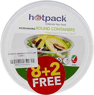 Récipient rond micro-ondable avec couvercle 250 ml 8+2 gratuits