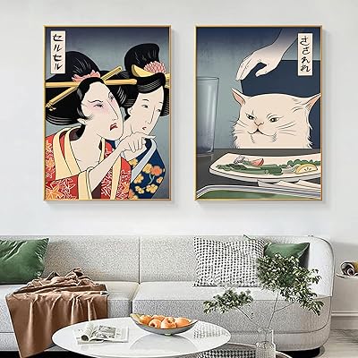 Art mural sur toile avec chat hurlant de femme japonaise, affiches de femmes mignonnes, conception de femme et de chat, peinture de femme et de chat de geisha japonaise, image de chat drôle pour la décoration 16x24x2 sans cadre. DIAYTAR COTE D'IVOIRE propose une plateforme d'achat en ligne sécurisée et conviviale, mettant l'accent sur la satisfaction du client. Les produits sont classés par catégories, facilitant ainsi la recherche des articles spécifiques. Les clients bénéficient d'une livraison rapide et fiable, ce qui contribue à renforcer leur confiance dans la marque.