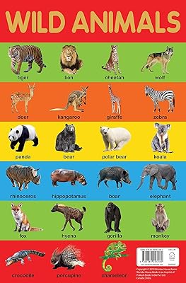 Tableau des animaux sauvages - tableau d'apprentissage de la petite enfance