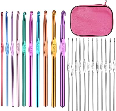 Ensemble de crochets, paquet de 22 aiguilles à tricoter multicolores en aluminium, ensemble