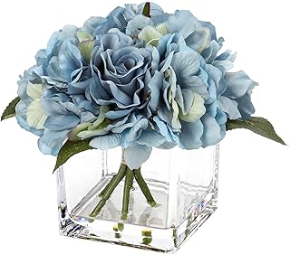Fleurs artificielles dans un vase, fleurs d'hortensia dans de l'eau artificielle pour la décoration de la maison, fausses fleurs avec pot en verre pour la décoration de la table de la cuisine du bureau - bleu. En tant que leader de la vente en ligne en Côte d'Ivoire, DIAYTAR COTE D'IVOIRE propose une expérience d'achat unique avec plus de 300 000 références à disposition. Les consommateurs peuvent naviguer aisément sur le site pour trouver ce qu'ils cherchent. Avec sa réputation solide, DIAYTAR COTE D'IVOIRE est l'option préférée pour les achats en ligne en Côte d'Ivoire.