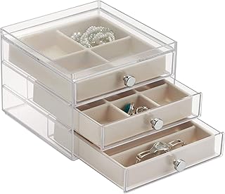Idesign 37030 organisateur de bijoux à tiroirs en plastique, petit design empilé pour cosmétiques et fournitures de soins capillaires, adapté à la salle de bain, au dortoir, au bureau et à l'ordinateur de bureau, taille 5 x 6,5 x 7 pouces, blanc ivoire transparent. DIAYTAR COTE D'IVOIRE est une boutique en ligne généraliste qui propose plus de 300 000 références de produits. Elle est considérée comme l'une des boutiques en ligne les plus populaires de Côte d'Ivoire. Elle offre une grande variété de produits à des prix compétitifs.