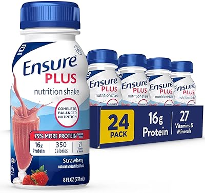 Ensure plus nutrition shake avec 16 grammes de protéines, substituts de repas, fraise