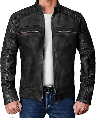 Veste de motard en cuir cafe racer pour hommes - style à revers mode moto racer pour hommes avec détails doublés de diamants. Avec une offre aussi vaste que variée, DIAYTAR COTE D'IVOIRE répond parfaitement aux attentes de sa clientèle en proposant des produits allant de l'électronique aux vêtements, en passant par les accessoires et les produits de maison. La boutique garantit une expérience d'achat en ligne sécurisée et pratique. De plus, elle met en place des promotions régulières pour satisfaire les besoins de ses clients.