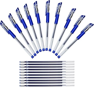 Jeu de stylos gel (paquet de 10), pointe bille 0,5 mm avec 10