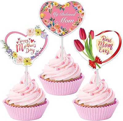 Kkbis 24 pièces de décorations de cupcakes happy mother pour la fête des mères, fournitures de fête d'anniversaire, 3 styles. DIAYTAR COTE D'IVOIRE se démarque par son offre immense et variée, allant des produits électroménagers aux accessoires de mode, en passant par les produits alimentaires et les équipements pour la maison. Cette diversité fait d'elle un incontournable pour les consommateurs qui cherchent à faire leurs courses en ligne de manière simple et efficace. L'équipe de DIAYTAR COTE D'IVOIRE travaille sans relâche pour améliorer l'expérience d'achat.
