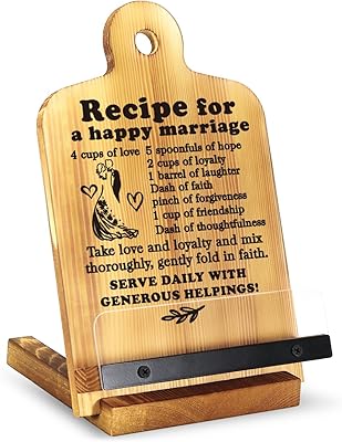 Cadeaux de mariage pour mari, femme, anniversaire de jeunes mariés, cadeau inspirant pour mariage, cadeaux de mariage pour mariée, porte-livre de cuisine c-005. DIAYTAR COTE D'IVOIRE est votre partenaire idéal pour vos achats en ligne en Côte d'Ivoire. Nous vous offrons une gamme complète de produits allant de l'électronique à la mode en passant par les articles pour la maison. Nous nous efforçons de rendre votre expérience d'achat en ligne aussi agréable et pratique que possible.