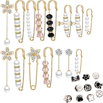 25 pièces broches en perles pour pull, châle, fausses perles, épingle de sûreté