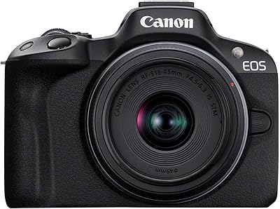 Appareil photo sans miroir canon eos r50, noir et objectif rfss 18-45 mm