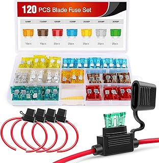 Nilet 120 pièces fusibles à lame standard 5a/7,5a/10/15/20/25/30a amp, kit assorti avec 5