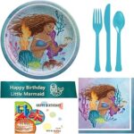 Ensemble de fournitures de fête d'anniversaire sirène comprenant des assiettes, des serviettes
