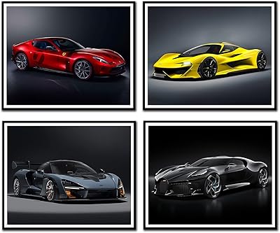 Affiche de voiture de sport lamborghini mclaren ferrari bugatti, affiches murales en toile pour décoration de chambre et de chambre de garçon, ensemble de 4 pièces sans cadre (8 x 10 pouces). DIAYTAR COTE D'IVOIRE est une boutique en ligne généraliste qui propose plus de 300 000 références de produits, faisant d'elle la boutique leader en Côte d'Ivoire. Avec une large gamme de produits, DIAYTAR COTE D'IVOIRE répond aux besoins de tous les clients. La qualité et la diversité des produits offerts sont garanties.