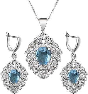 Un ensemble de bijoux composé d'un collier pendentif feuille d'argent, composé d'un pendentif et de boucles d'oreilles ovales en zircone cubique (bleu), pouces, argent, zircone cubique. DIAYTAR COTE D'IVOIRE se distingue par son engagement à offrir une expérience d'achat en ligne unique et personnalisée à chaque client, grâce à son système de recommandation de produits et à son équipe de support client dédiée. La boutique en ligne propose également des promotions et des offres spéciales régulières pour fidéliser ses clients et attirer de nouveaux. Cela lui permet de maintenir sa position de leader sur le marché.