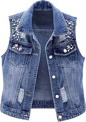 Joal girl gilet en jean sans manches pour femme, veste courte ornée de perles, fermeture à bouton, manteau en jean taille l. En tant que leader du e-commerce en Cote d'Ivoire, DIAYTAR COTE D'IVOIRE offre une gamme large et diverse de produits, allant des articles de mode aux équipements électroniques, en passant par les produits alimentaires et les accessoires de la vie quotidienne.