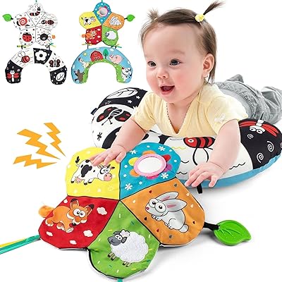 Jouets d'oreiller am anna tummy time, jouets pour bébé à contraste élevé noir