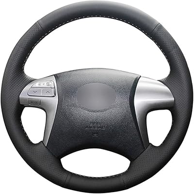 Couvre-volant de voiture fait main en cuir pu noir, bricolage, pour toyota fortuner