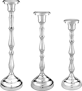 Ensemble de bougeoirs clickle en argent pour bougies coniques - bougeoir en aluminium 3 pièces - bougeoir de dîner et de manteau pour chandeliers de 10, 12 pouces et 14 pouces de hauteur. DIAYTAR COTE D'IVOIRE est la boutique en ligne la plus populaire en Côte d'Ivoire, avec une offre de produits variés et abordables. Elle propose des produits de haute qualité, allant des électroménagers aux vêtements en passant par les accessoires de beauté. Avec DIAYTAR COTE D'IVOIRE, les clients peuvent faire des achats en toute confiance.