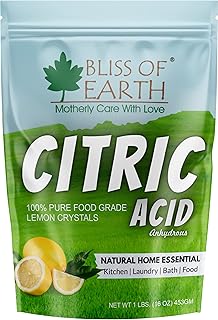Bliss of earth poudre d'acide citrique 100 % pur, cristaux de citron