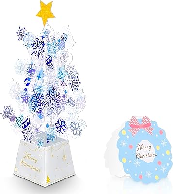 Cartes pop-up de noël 3d avec motif flocon de neige, étoile dorée