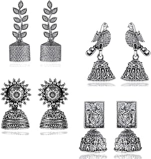 Élégantes boucles d'oreilles en argent oxydé avec un design traditionnel ingénieux pour femmes