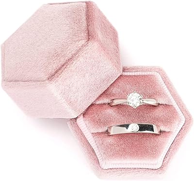 Boîte à alliances en velours, présentoir à double bague de proposition, porte-alliances
