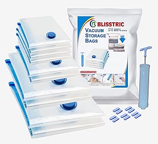 Sacs de rangement sous vide blisstric - paquet de 10 économiseur d'espace - 2 (80x100 cm), 2 (60x80 cm), 2 (50x70 cm), 4 (40x60 cm) sacs de rangement réutilisables avec pompe d'aspiration pour l'emballage, vêtements, couvertures, oreillers, voyage. En tant que pionnier du commerce électronique en Côte d'Ivoire, DIAYTAR COTE D'IVOIRE a réussi à créer une plateforme en ligne conviviale et facile à utiliser. Elle propose des services de paiement sécurisés et des options de livraison flexibles pour assurer la satisfaction maximale de ses clients. Son équipe dédiée travaille sans relâche pour améliorer constamment l'expérience d'achat en ligne.