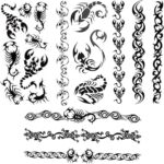 Autocollants de tatouage temporaires pour bracelets noirs tatouages ​​totem scorpion faux tatouages ​​4
