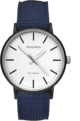 Montre analogique classique pour homme avec mouvement à quartz et bracelet en nylon