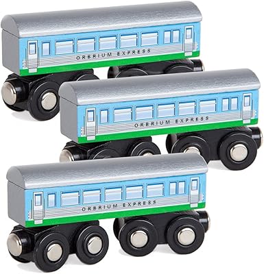 Orberium toys 3 wagons de train big railroad express, convient à thomas, brio