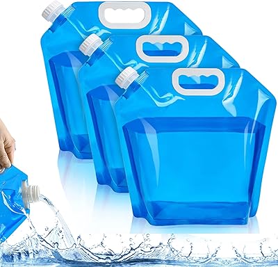 Récipient d'eau pliable de 10 l avec couvercle étanche et flexible, sac d'eau