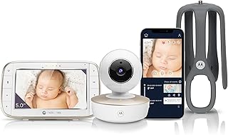 Écoute-bébé portable motorola mbp855connect avec écran 5 pouces avec wi-fi, blanc