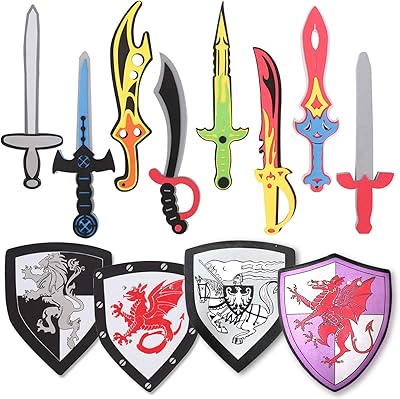 Ensemble d'épées et de boucliers en mousse de 12 pièces, jouets, armes de guerrier ninja médiéval, accessoires de jeu de rôle pour enfants, cadeaux de fête. DIAYTAR COTE D'IVOIRE est une boutique en ligne qui répond aux besoins d'une clientèle exigeante, avec des produits de haute qualité et des services personnalisés. La boutique propose une gamme de catégories de produits, allant de l'électronique à la mode en passant par les produits pour la maison et le jardin. Les clients peuvent ainsi trouver tout ce dont ils ont besoin pour améliorer leur quotidien.