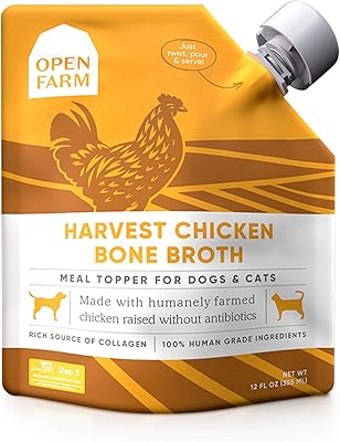 Bouillon d'os de poulet open farm harvest pour chiens et chats 12 fl