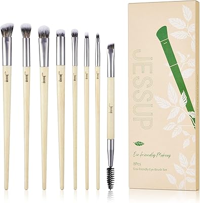 Jessup ensemble de pinceaux de maquillage végétaliens avec pinceau spoolie pour estomper le fard