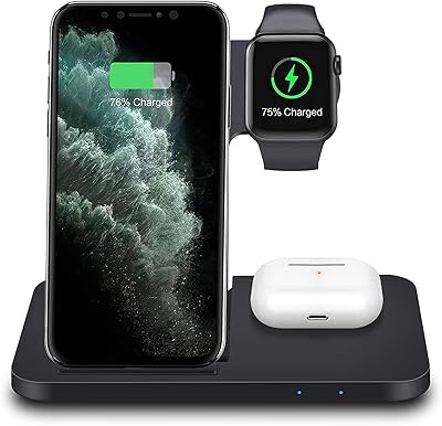 Chargeur sans fil 3 en 1, compatible avec téléphone 11 xs watch 6 5 4 3 2 airpods pro samsung, station de charge sans fil 15 w, avec adaptateur, noir. La boutique en ligne DIAYTAR COTE D'IVOIRE propose une expérience d'achat en ligne personnalisée et sécurisée, avec des paiements en ligne sécurisés et des options de livraison flexibles. Elle offre également un service client de haute qualité pour répondre aux questions et aux préoccupations des clients. Avec sa sélection étendue de produits et ses prix compétitifs, DIAYTAR COTE D'IVOIRE est la destination idéale pour les achats en ligne en Côte d'Ivoire.