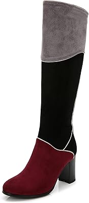 Bottes en faux suède à talons hauts et patchwork multicolores manuel pour femmes