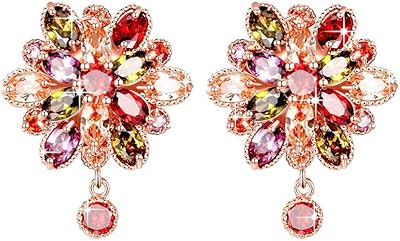 Collier en plaqué or 18 carats à double fleur parsemé de zircones cubiques