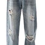 Jean à jambes larges pour hommes, jean ample coupe droite, pantalon décontracté vintage
