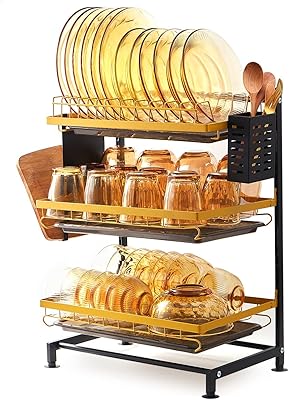 Lk2kft égouttoir à vaisselle réglable 3 niveaux grand égouttoir de cuisine en acier
