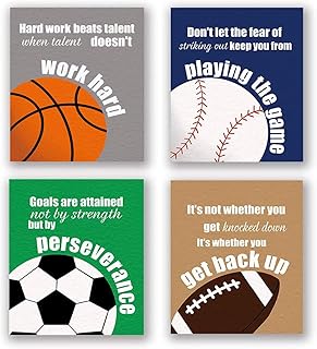 Ukart lot de 4 - impression d'art de citation inspirante de sport coloré