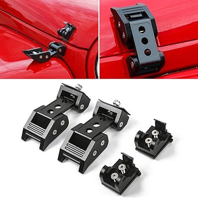 Kit de verrouillage de capot rt-tcz en acier inoxydable noir pour jeep wrangler