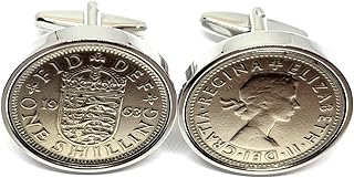Boutons de manchette premium 1963 originaux shilling sixpence 6d anniversaire/anniversaire, idéaux pour un 60e