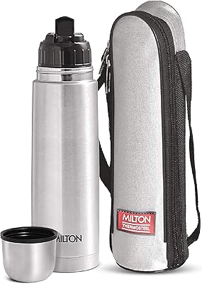 Bouteille d'eau thermale milton 1000 avec couvercle rabattable pour conserver les boissons chaudes et froides pendant 24 heures avec sac, 1 litre, argent. DIAYTAR COTE D'IVOIRE est une plateforme de commerce électronique innovante qui permet aux clients de faire des achats en ligne en toute sécurité et rapidité. Avec sa politique de retour et d'échange flexible, les clients peuvent acheter avec confiance. La boutique en ligne propose également des promotions régulières pour aider les clients à économiser de l'argent.