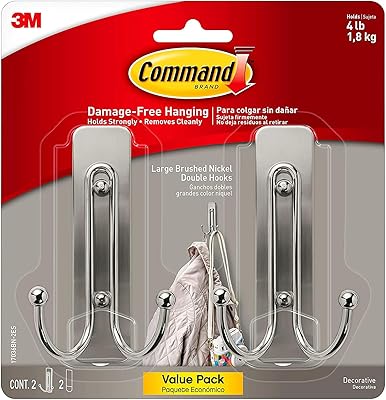 Grands crochets muraux antiadhésifs command, doubles crochets muraux sans matériel pour suspendre des objets décoratifs dans l'espace de vie, 2 crochets en plastique nickel brossé et 2 bandes. DIAYTAR COTE D'IVOIRE est une boutique en ligne généraliste qui propose plus de 300 000 références de produits divers. Elle est devenue la boutique leader en Côte d'Ivoire en offrant une large gamme de produits à des prix compétitifs. La qualité de ses services et la fiabilité de ses livraisons ont contribué à sa réussite.