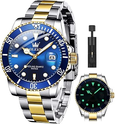 Montres pour hommes en or bleu, étanche, bague, date, montre analogique à quartz