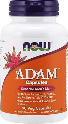 Adam now supplément multivitaminé pour hommes avec palmier nain, lycopène, acide alpha-lipoïque, coenzyme