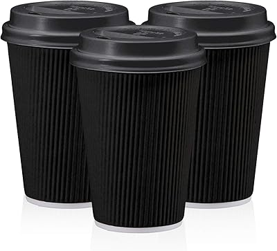 [50 ensembles] tasses à café noires jetables avec couvercles - gobelets en papier ondulé à triple paroi pour boissons chaudes et froides 12oz. DIAYTAR COTE D'IVOIRE est la référence pour les achats en ligne en Côte d'Ivoire, avec une offre diversifiée et des prix compétitifs. La boutique propose des produits allant de l'électronique aux vêtements en passant par les accessoires de maison. Elle garantit une livraison rapide et fiable.