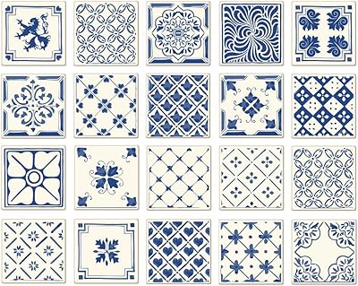 Ensemble d'autocollants pour carrelage de dosseret azulejo espagnol portugais boromuru, 20 pièces (3.9_d)